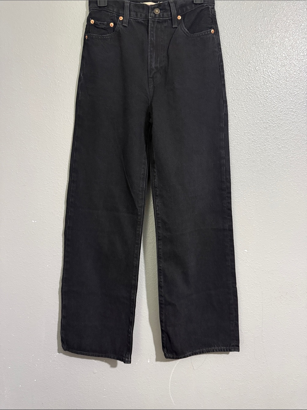 Levi's  Premium Ribcage Wide Leg Black Leg jeans
